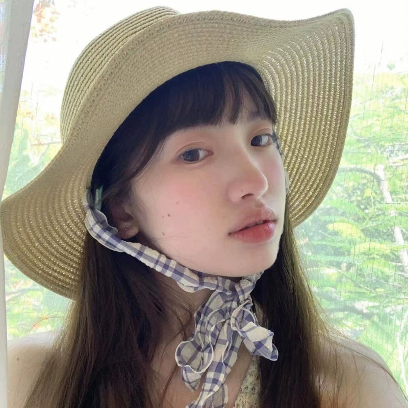 Female Summer Sweet Girl Outdoor Vacation Style Photo Straw Hat