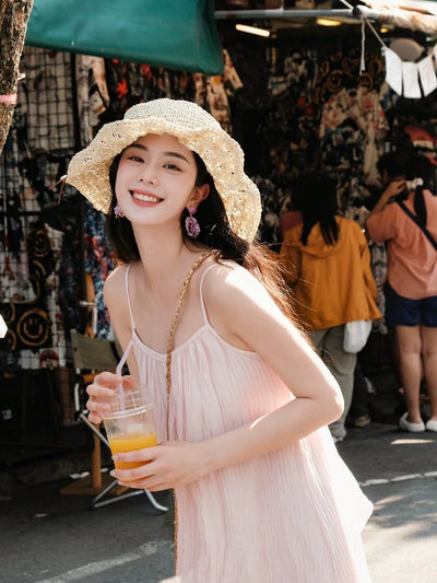 Women's Summer Outdoor Sunshade Foldable Bow Straw Hat
