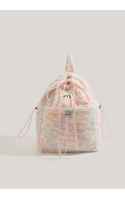 Miearvl Kgds Y2g Millennium Pink Rainbow Backpack 2023 New Large Capacity Woolen Tote Bag