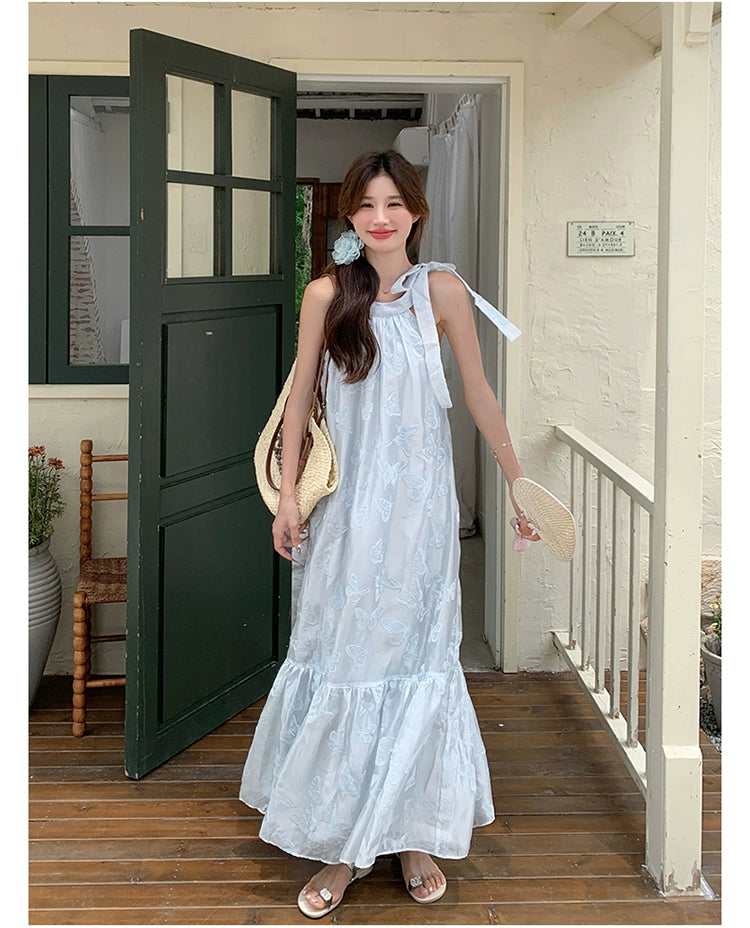 Lazy Vacation Style Dress Summer Elegant Halter