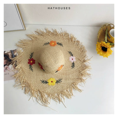Original Raffia Women's Sun Hat Raw Brim