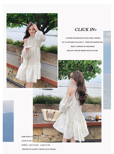Strapless Dress Covering Belly Thin French Fairy Halterneck