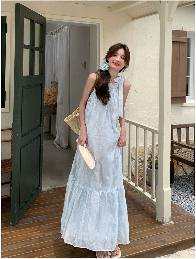 Lazy Vacation Style Dress Summer Elegant Halter