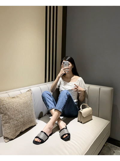 Summer Fashion Casual Flat Woven Tassel Sandals