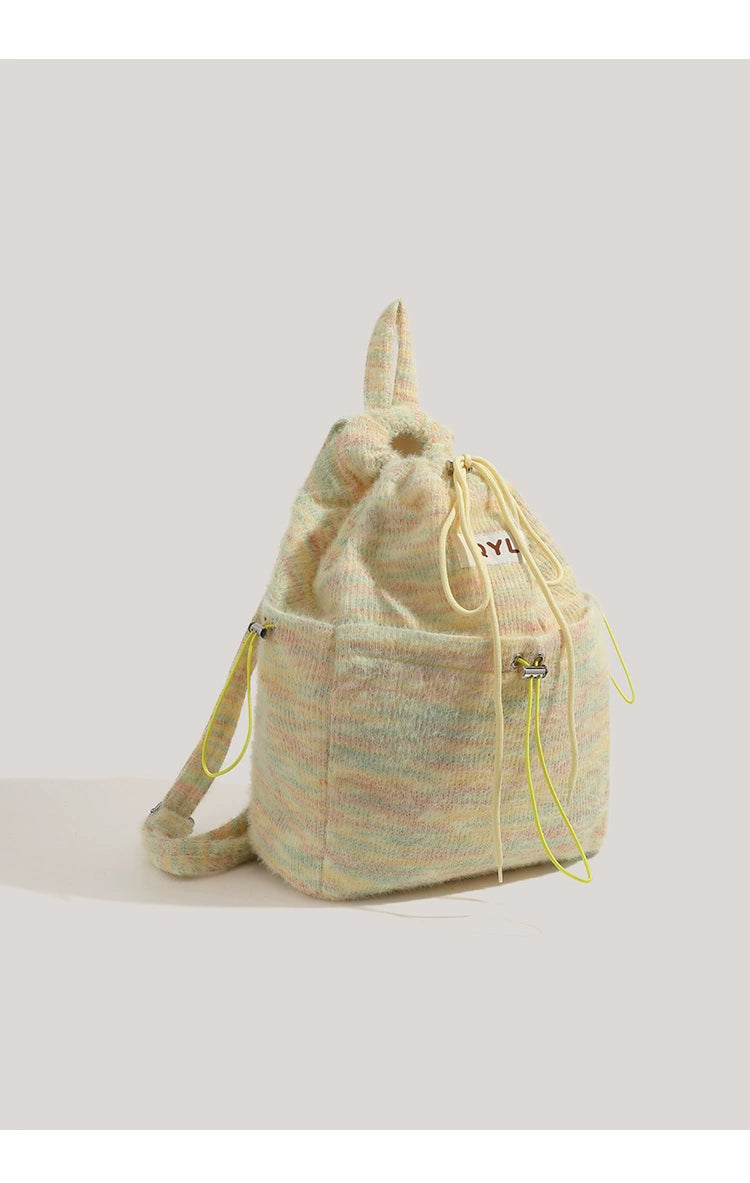 Miearvl Kgds Y2g Millennium Pink Rainbow Backpack 2023 New Large Capacity Woolen Tote Bag