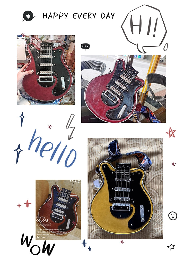 2024 Stylish Creative Y2g Sexy American Retro Guitar Shape Bag Bass Cartoon Backpack Messenger Bag Female Trendy Bag