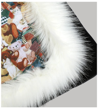 Y2g Cute Funny Stylish Niche Style Patchwork Stuffed Fur Bag College Student Work Clothing Cartoon Canvas Shoulder Bag