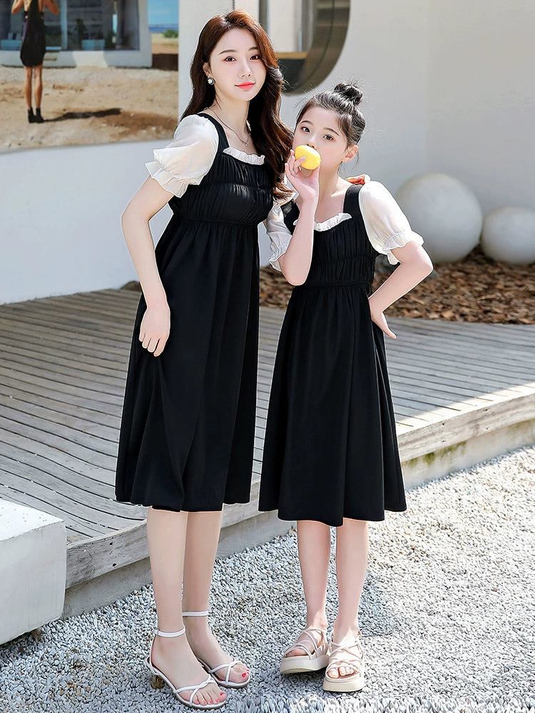 Classy Fried Street Parent-Child Clothes 2025 Summer New Skirt Seaside Holiday Girl Dress Mother-Daughter Matching Outfit Fashionable