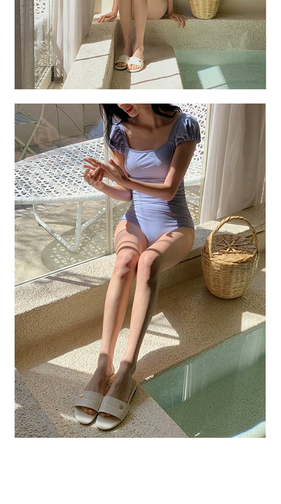 Big Fisherman Open Back Triangle One-Piece Hot Spring Vacation Swimsuit