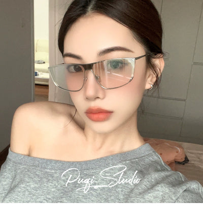 2024 New Autumn New One-Piece Windproof Goggles Y2g Cat Eye Retro Concave Shape Sunglasses Women's Fashionable