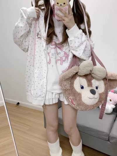 Sub-Culture Y2g Millennium Japanese Style Soft Girl Two-Dimensional Small Floral Cat Embroidered Hoodie Female Fall Winter Coat