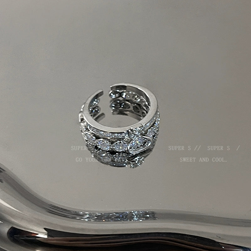 Super Flash Queen Mother Earth Planet Double-Layer Ring Female Twin Switchable Index Finger Ring Accessible Luxury Classy Simple Bracelet Couple's Ring