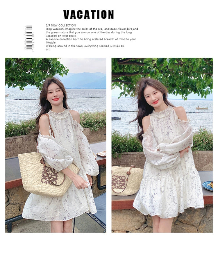 Strapless Dress Covering Belly Thin French Fairy Halterneck