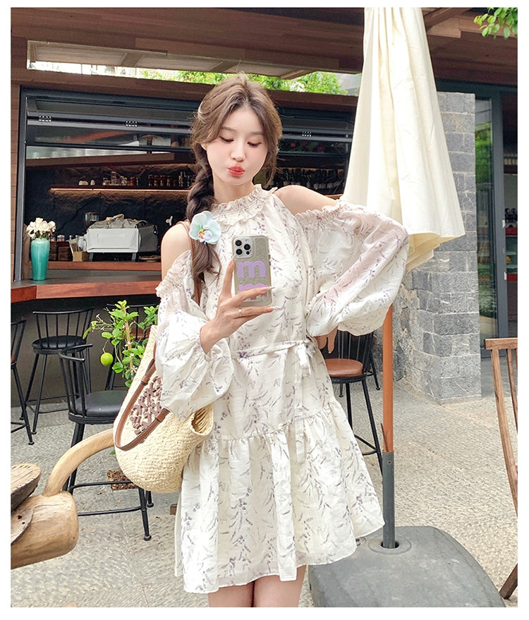Strapless Dress Covering Belly Thin French Fairy Halterneck