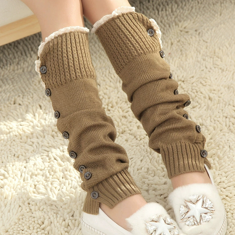 Women's Lolita Autumn Japanese-Style Wool Button Socks