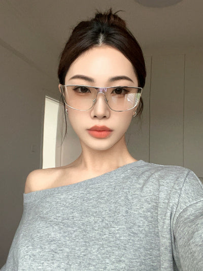 2024 New Autumn New One-Piece Windproof Goggles Y2g Cat Eye Retro Concave Shape Sunglasses Women's Fashionable
