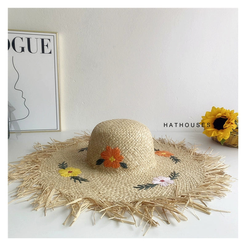 Original Raffia Women's Sun Hat Raw Brim