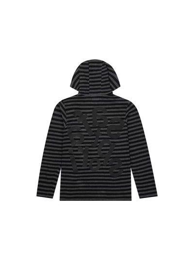 Sweet Potato Oni Homemade 2024 Spring Niche Style Safari Stripes Hooded Letter-Print Y2g Loose Long Sleeves