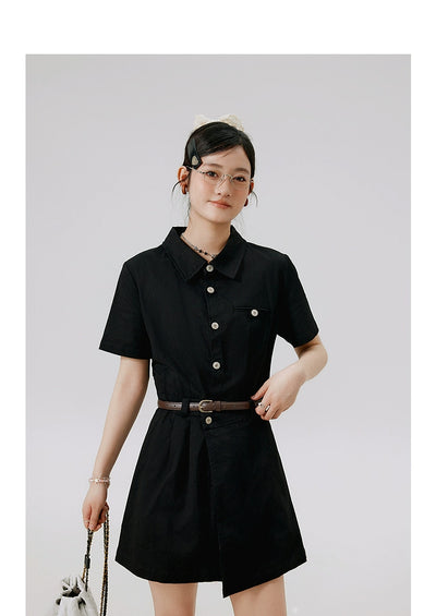 Li Xiaosan Loose-Fit Black Working Wear Dress Fake Two-Piece