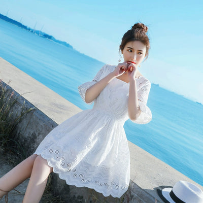 2023 Spring and Summer White Slimming Fresh Dress