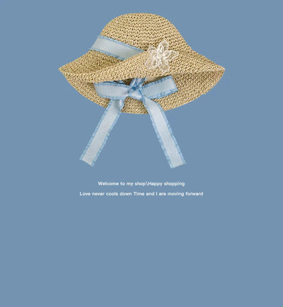 Korean Style Small Flower Women's Seaside Beach Bow Straw Hat