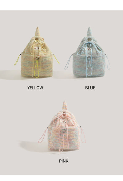 Miearvl Kgds Y2g Millennium Pink Rainbow Backpack 2023 New Large Capacity Woolen Tote Bag