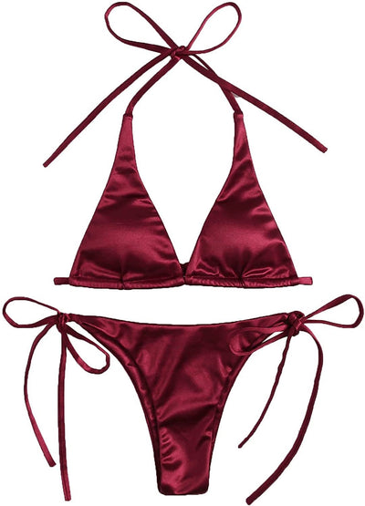 Fashion Sexy Bikini Sexy Golden Three-Point Bikini Shoelace Separates Hot Spring Beach Vacation Swimsuit Women