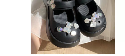 Thin Strip Sweet Rhinestone Mary Jane Sandals Fairy Style Fashion Summer Outwear Holiday Sandals Hole Shoes