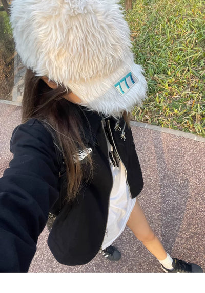 2024 K-style Ins Style 777 Color Embroider Plush Peaked Cap Female Street Baseball Cap Y2g Sexy Trendy