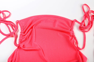 2024 New Summer Fashion Sexy Strapless Dress Strapless Hang Neck Temperament Dress