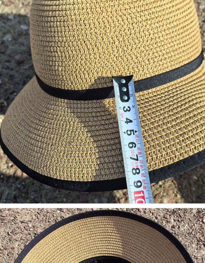 Hepburn Style Raffia Hat Women's Summer Big Brim Vacation Beach Hat Split Bows Travel Fashion Sun Hat Tide