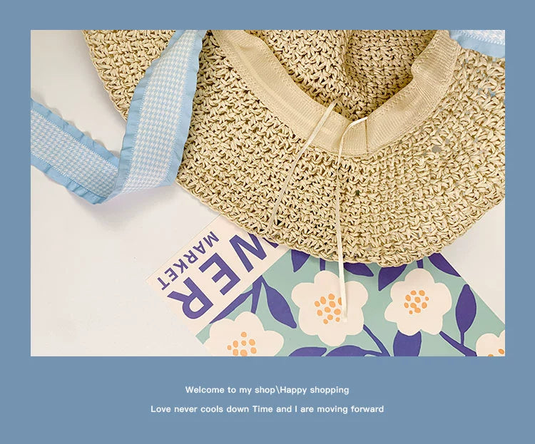 Korean Style Small Flower Women's Seaside Beach Bow Straw Hat