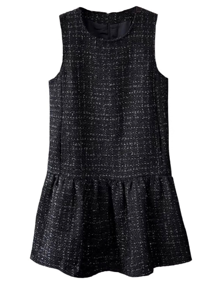 Woolen One piece Dress Women clothing Plus size Fat Mm2024 Autumn and Winter New Age-Reducing High end Western Style Fashion Woolen Vest Dress