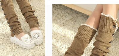 Women's Lolita Autumn Japanese-Style Wool Button Socks