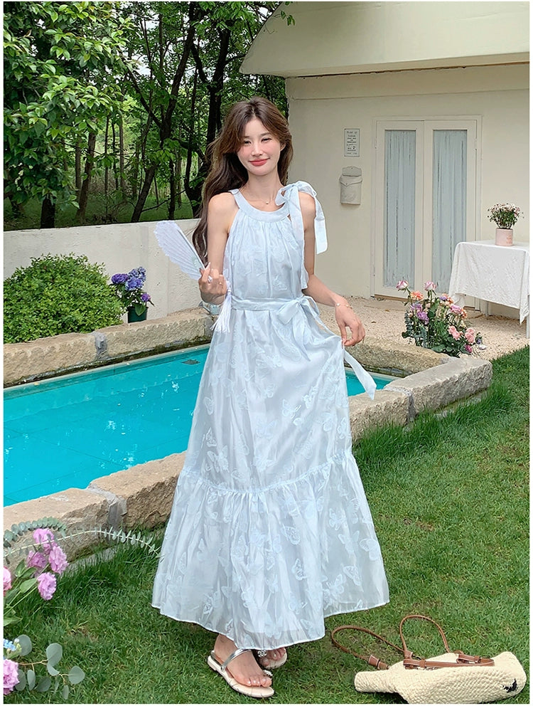 Lazy Vacation Style Dress Summer Elegant Halter