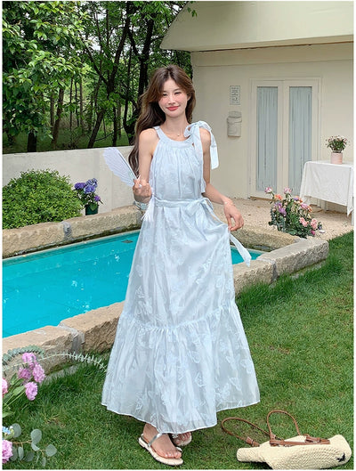Lazy Vacation Style Dress Summer Elegant Halter