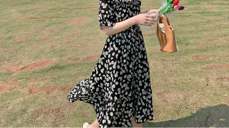 Super Fairy Open Back Chiffon Tea Break French Floral Dress