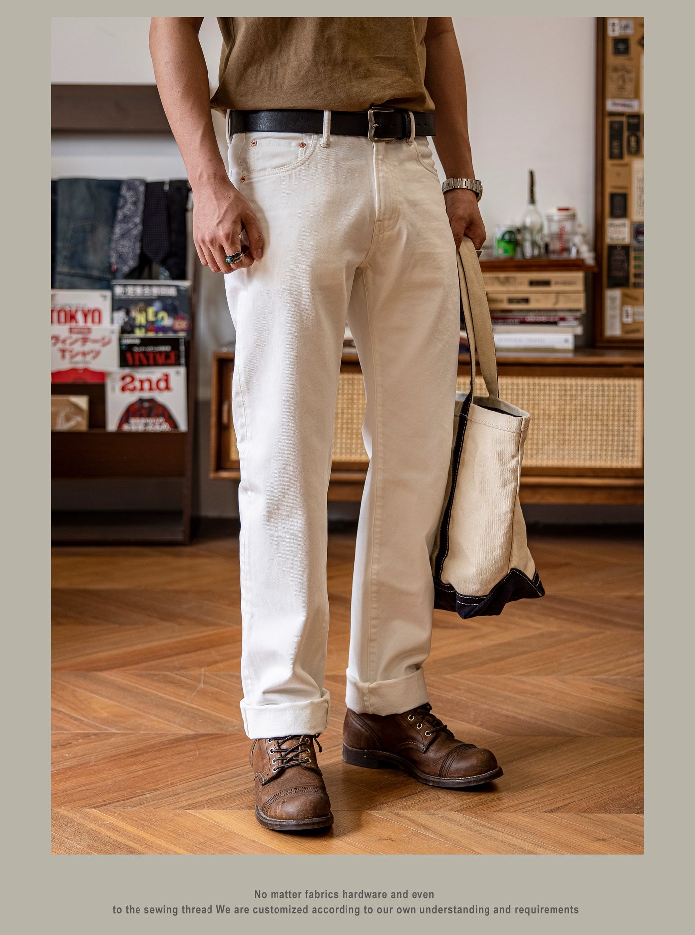 710-0003 Heavy Weight Indigo Selvage Washed 14oz Pants Sanforized Thick Raw Denim Jean Red Tornado
