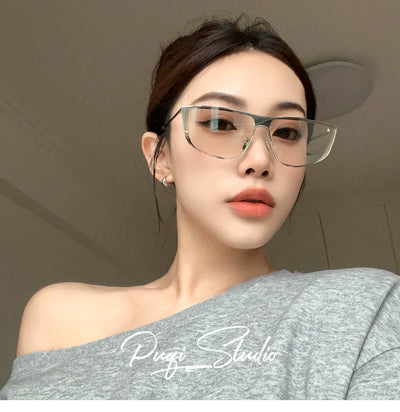 2024 New Autumn New One-Piece Windproof Goggles Y2g Cat Eye Retro Concave Shape Sunglasses Women's Fashionable
