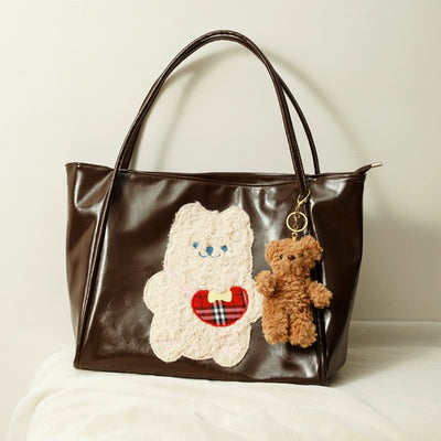 Cute Bear Tote Bag Female 2025 New Arrival Fall and Winter Large Capacity Shoulder Bag Slack Y2g Cute Commuter Bag