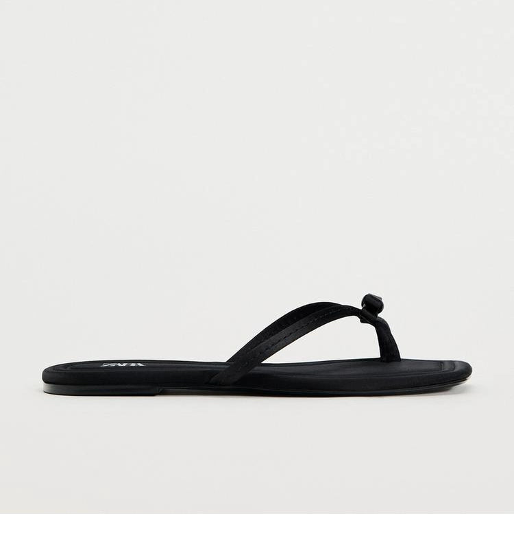 Flip Toe Flats Vacation Style Slippers Outwear Bows