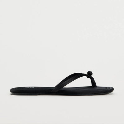 Flip Toe Flats Vacation Style Slippers Outwear Bows
