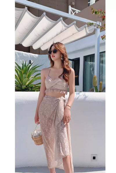 Women's Fashionable Two-Piece Strap Push-up Swimsuit for Seaside Vacations