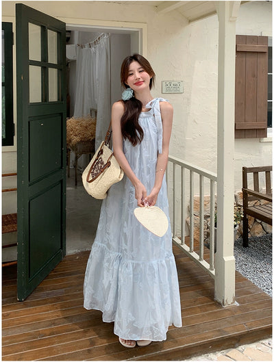 Lazy Vacation Style Dress Summer Elegant Halter