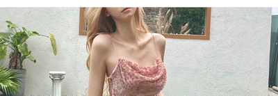 Beach Dress Women's Seaside Vacation Super Fairy French Pink Leopard Print Sling Dress Super Nice Unique Beautiful Dress