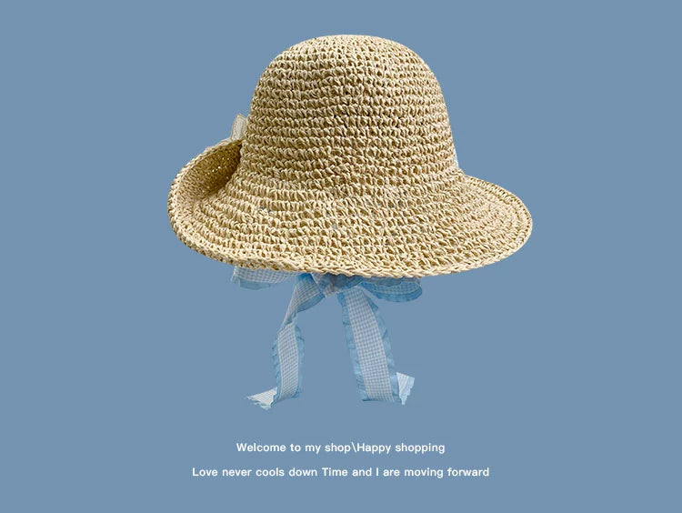 Korean Style Small Flower Women's Seaside Beach Bow Straw Hat