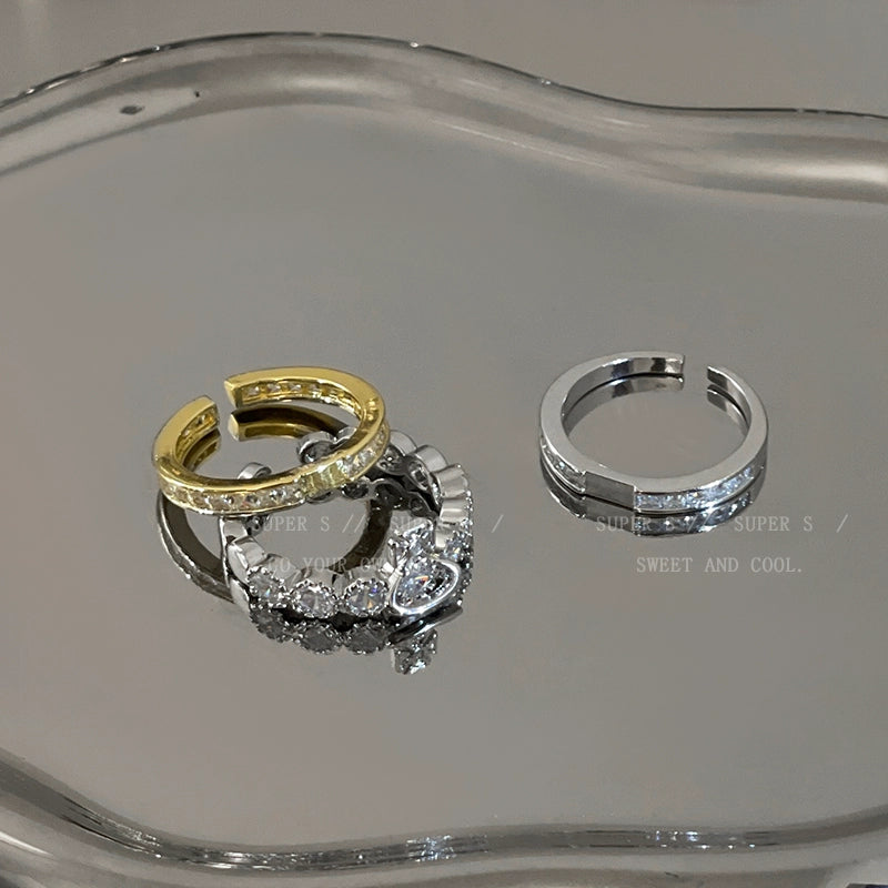 Super Flash Queen Mother Earth Planet Double-Layer Ring Female Twin Switchable Index Finger Ring Accessible Luxury Classy Simple Bracelet Couple's Ring