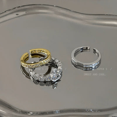 Super Flash Queen Mother Earth Planet Double-Layer Ring Female Twin Switchable Index Finger Ring Accessible Luxury Classy Simple Bracelet Couple's Ring