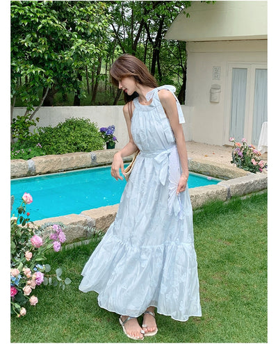 Lazy Vacation Style Dress Summer Elegant Halter