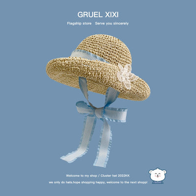 Korean Style Small Flower Women's Seaside Beach Bow Straw Hat